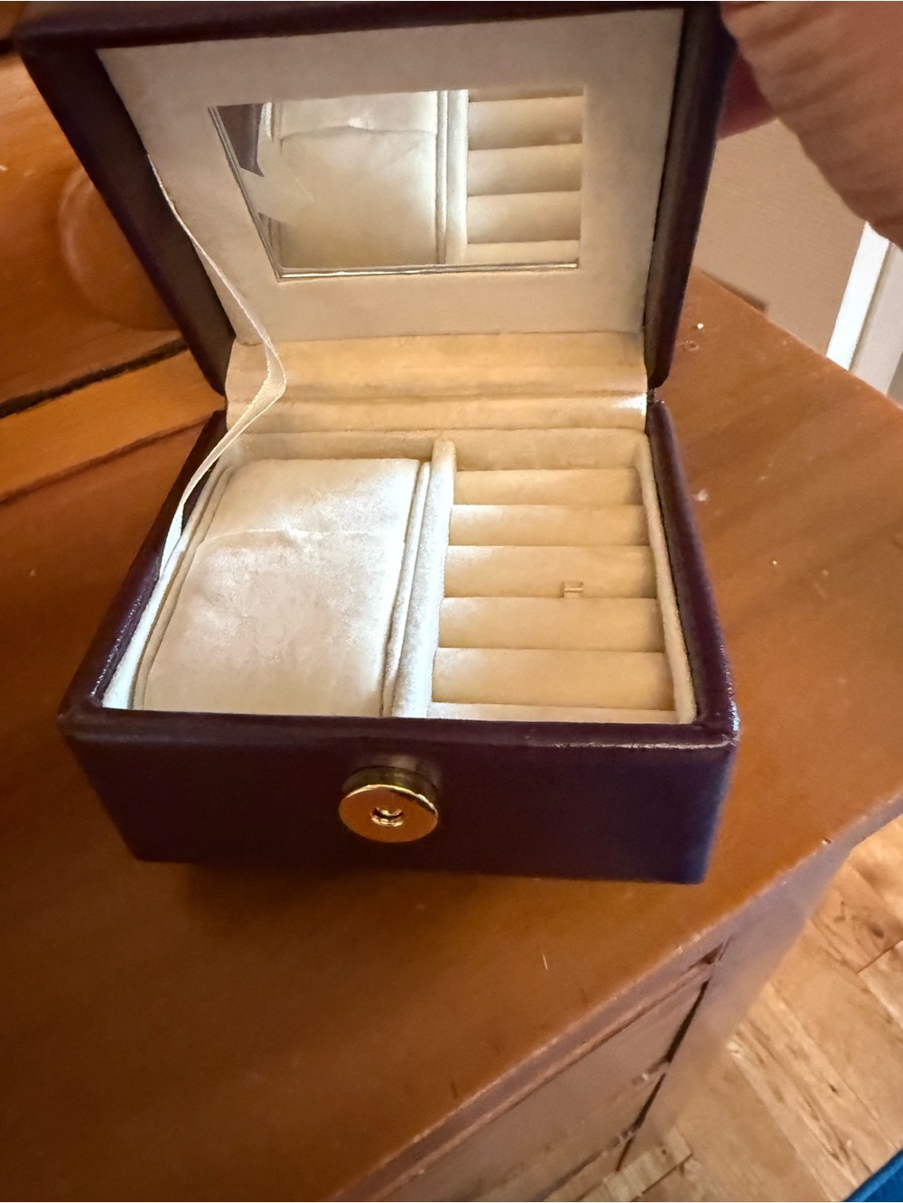 Leather Jewelry Box with Cream Interior